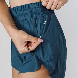 ACTA Storm Blue High Waisted Shorts with Liner
